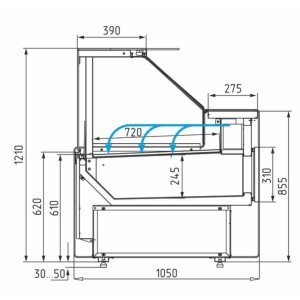 Витрина холодильная Carboma GC111 SM 1,5-1 (1008 Темный дуб) (газлифт, без боковин) - Изображение 6
