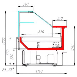 Витрина холодильная Carboma GC 110 SM 1,25 -1 (ВХС-1,25 Carboma GC 110) (1005 венге) - Изображение 2
