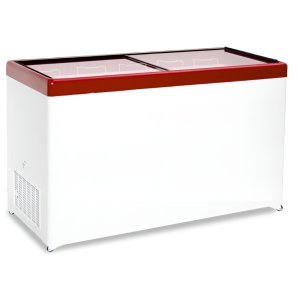Ларь морозильный с прямым стеклом CRYSPI ЛВН 600 П (СF 600 FQ) красный без корзин